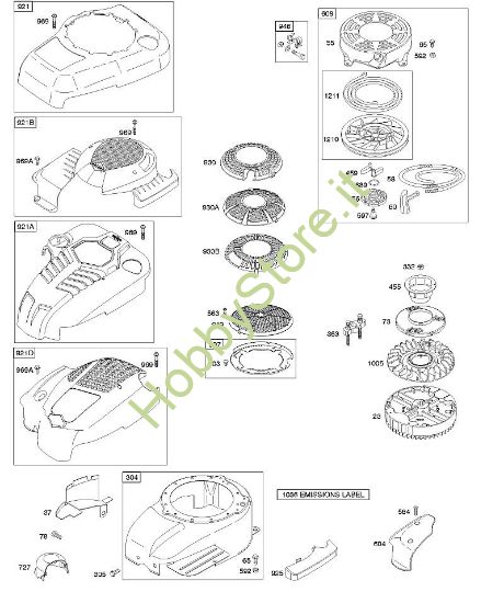 B - Alloggiamento/ripari ventola, volano, dispositivo di avviamento a riavvolgimento B&S - 12 €¦ 12Q502-0194-B1 brand Stihl